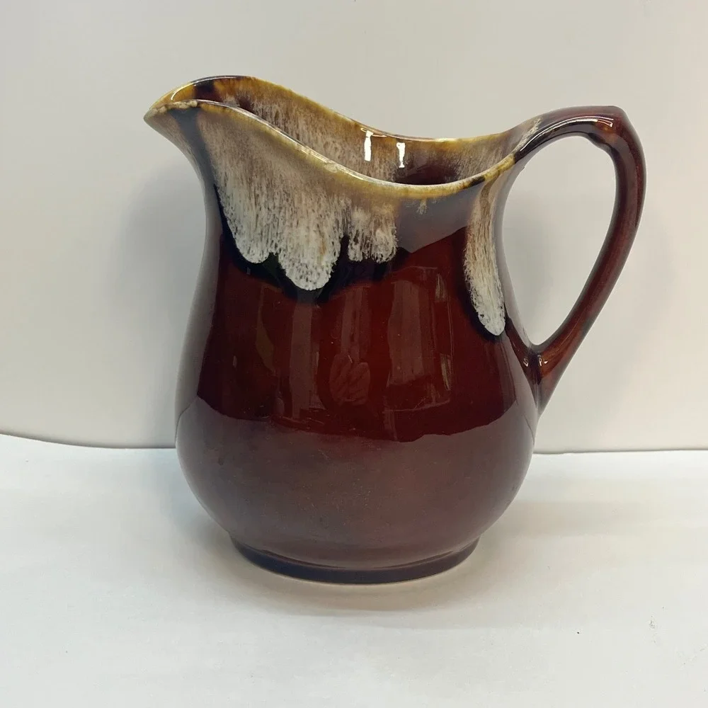 Vintage Hull Art Pottery Brown Drip Glaze‎ Pitcher Ceramic Creamer Jug 6 Inch